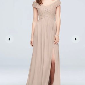 David’s bridal cross cross off the shoulder bridesmaid dress